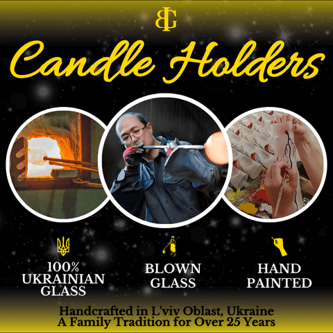 Large Red Glass Candle Holder, Hand Crafted in Ukraine, Brown Cathedral Winter Wonderland, Wonderful Year Round