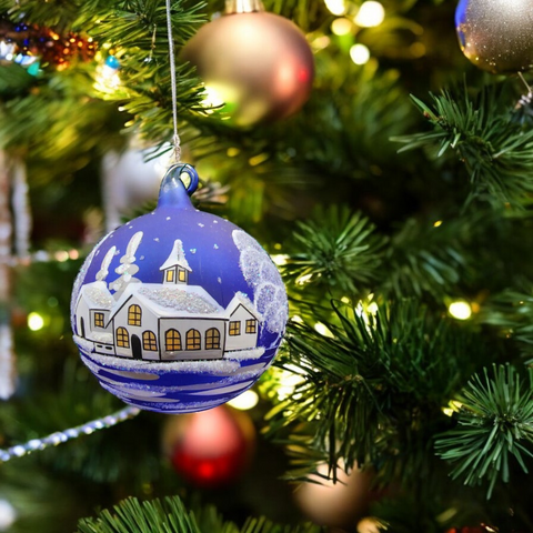 Blue glass ball ornament