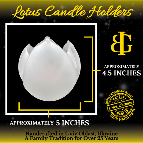 Frosted Glass Lotus Blossom Candle Holder, Hand Crafted in Ukraine, Cherry Blossom Design, Wonderful Year Round