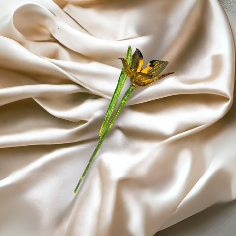 Amber Glass Lily, Handcrafted Glass Flower, Hand Made In Ukraine Using Murano Quality Glass, Great Gift For Flower Lovers, 12 Inch Lily