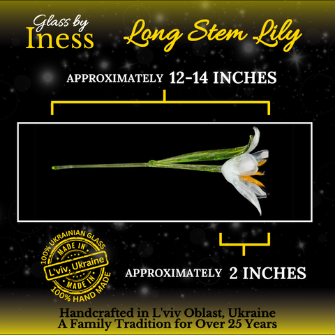 Amber Glass Lily, Handcrafted Glass Flower, Hand Made In Ukraine Using Murano Quality Glass, Great Gift For Flower Lovers, 12 Inch Lily