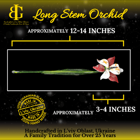 Amber Glass Orchid, Handcrafted Glass Flower, Hand Made In Ukraine Using Murano Quality Glass, Great Gift For Flower Lovers, 12 Inch Orchid