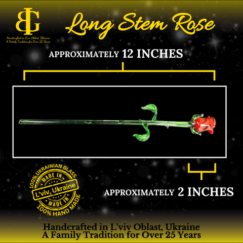 Red Glass Rose - Handcrafted Long Stem Flower