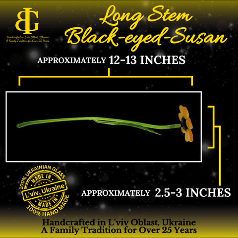 Black Eye Susan, Handcrafted Glass Flower, Hand Made In Ukraine Using Murano Quality Glass, Great Gift For Flower Lovers, 12 Inch Black Eyed Susan