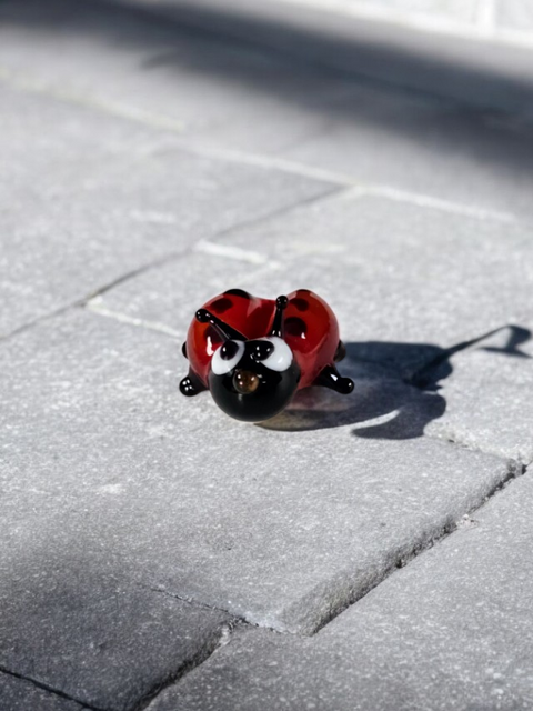 Ladybug Figurine, Mini Glass Murano Quality Lampworking Glass Figurine, Hand Made In Ukraine, A Great Addition To Your Collection