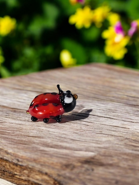 Ladybug Figurine, Mini Glass Murano Quality Lampworking Glass Figurine, Hand Made In Ukraine, A Great Addition To Your Collection