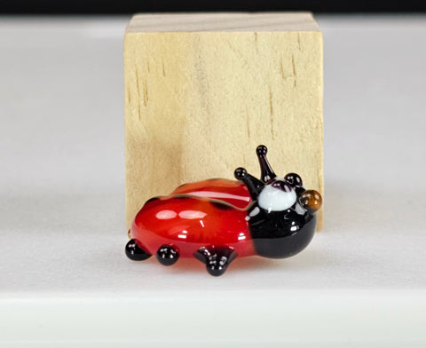 Ladybug Figurine, Mini Glass Murano Quality Lampworking Glass Figurine, Hand Made In Ukraine, A Great Addition To Your Collection