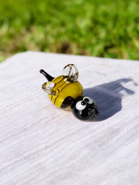 Bee Figurine, Mini Glass Murano Quality Lampworking Glass Figurine, Hand Made In Ukraine, A Great Addition To Your Collection