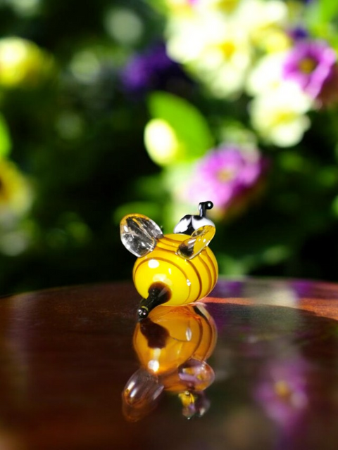 Bee Figurine, Mini Glass Murano Quality Lampworking Glass Figurine, Hand Made In Ukraine, A Great Addition To Your Collection