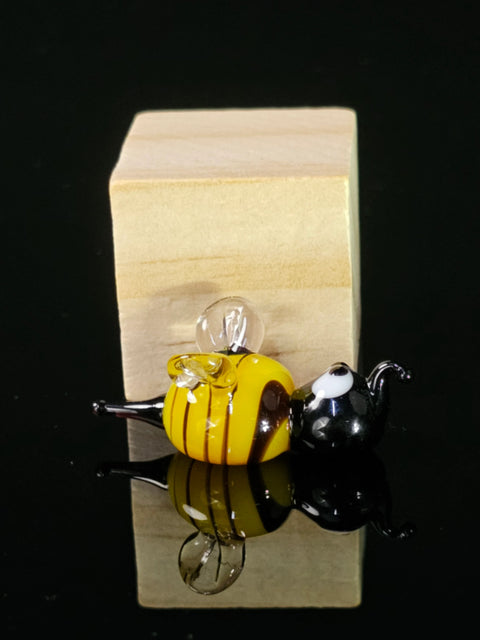 Bee Figurine, Mini Glass Murano Quality Lampworking Glass Figurine, Hand Made In Ukraine, A Great Addition To Your Collection
