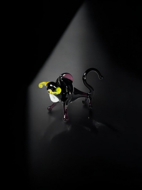 Black Bull Figurine, Mini Glass Murano Quality Lampworking Glass Figurine, Hand Made In Ukraine, A Great Addition To Your Collection