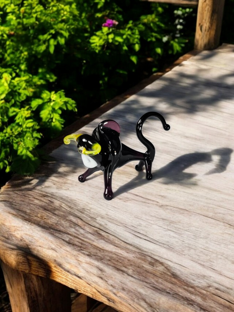 Black Bull Figurine, Mini Glass Murano Quality Lampworking Glass Figurine, Hand Made In Ukraine, A Great Addition To Your Collection