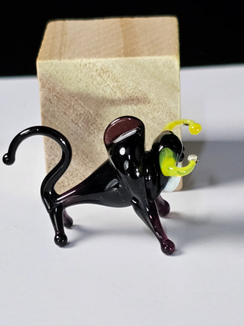 Black Bull Figurine, Mini Glass Murano Quality Lampworking Glass Figurine, Hand Made In Ukraine, A Great Addition To Your Collection