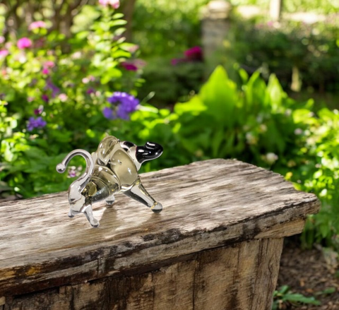 Grey Bull Figurine, Mini Glass Murano Quality Lampworking Glass Figurine, Hand Made In Ukraine, A Great Addition To Your Collection