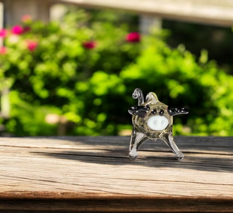 Grey Bull Figurine, Mini Glass Murano Quality Lampworking Glass Figurine, Hand Made In Ukraine, A Great Addition To Your Collection