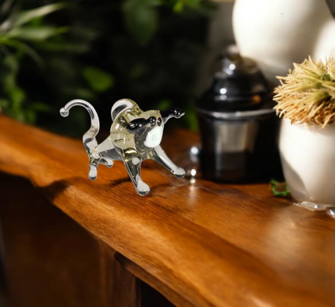 Grey Bull Figurine, Mini Glass Murano Quality Lampworking Glass Figurine, Hand Made In Ukraine, A Great Addition To Your Collection