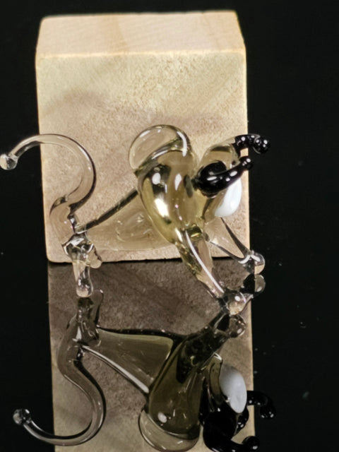 Grey Bull Figurine, Mini Glass Murano Quality Lampworking Glass Figurine, Hand Made In Ukraine, A Great Addition To Your Collection