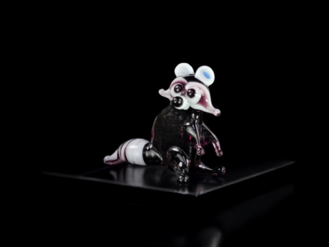 Raccoon Figurine, Mini Glass Murano Quality Lampworking Glass Figurine, Hand Made In Ukraine, A Great Addition To Your Collection