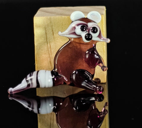 Raccoon Figurine, Mini Glass Murano Quality Lampworking Glass Figurine, Hand Made In Ukraine, A Great Addition To Your Collection