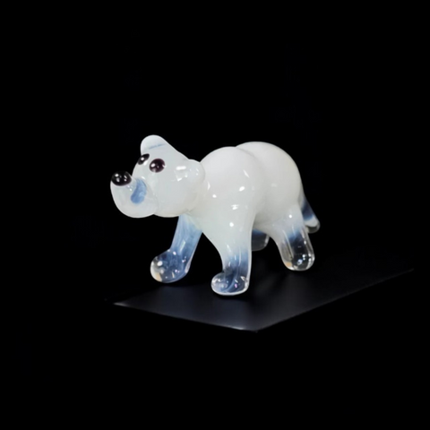 Glass Polar Bear Figurine, Handmade Murano Quality Design - Small