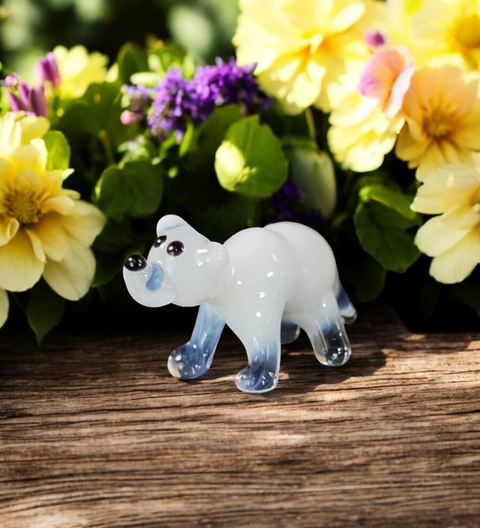 Polar Bear Figurine, Mini Glass Murano Quality Lampworking Glass Figurine, Hand Made In Ukraine, A Great Addition To Your Collection