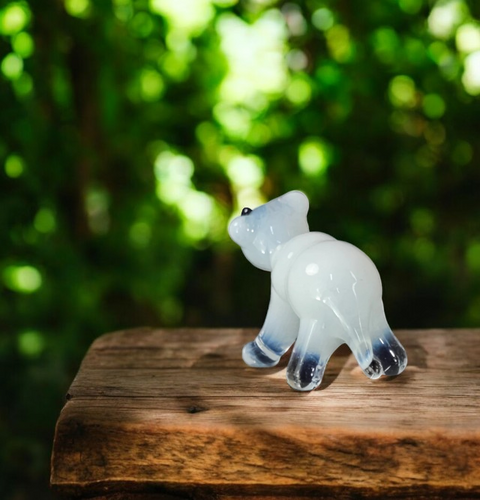 Polar Bear Figurine, Mini Glass Murano Quality Lampworking Glass Figurine, Hand Made In Ukraine, A Great Addition To Your Collection