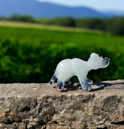 Polar Bear Figurine, Mini Glass Murano Quality Lampworking Glass Figurine, Hand Made In Ukraine, A Great Addition To Your Collection