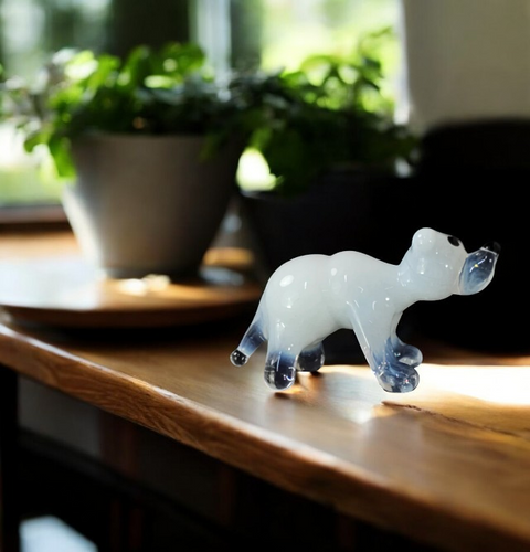 Polar Bear Figurine, Mini Glass Murano Quality Lampworking Glass Figurine, Hand Made In Ukraine, A Great Addition To Your Collection