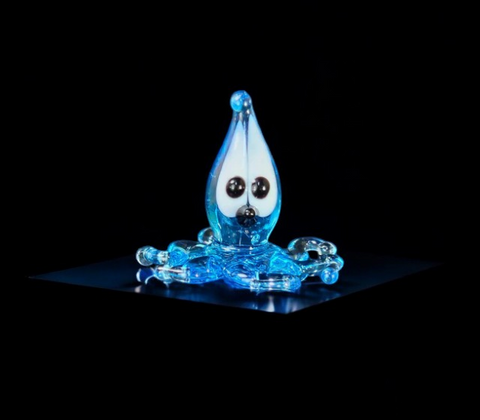 Blue Squid Figurine, Mini Glass Murano Quality Lampworking Glass Figurine, Hand Made In Ukraine, A Great Addition To Your Collection