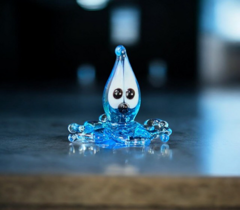 Blue Squid Figurine, Mini Glass Murano Quality Lampworking Glass Figurine, Hand Made In Ukraine, A Great Addition To Your Collection