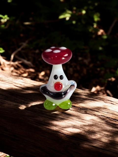 Mushroom Head Figurine, Mini Glass Murano Quality Lampworking Glass Figurine, Hand Made In Ukraine, A Great Addition To Your Collection