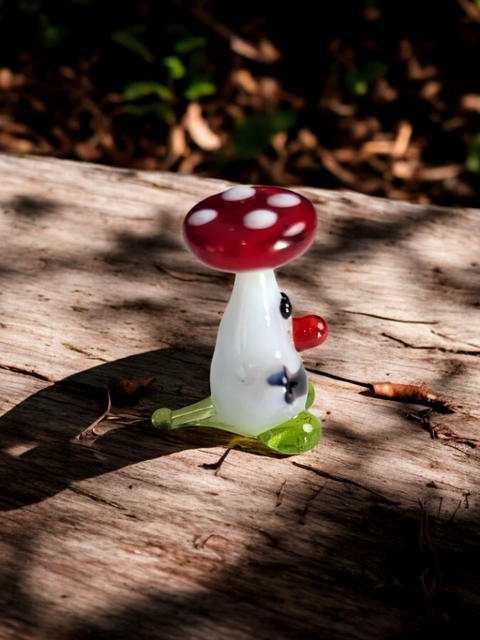Mushroom Head Figurine, Mini Glass Murano Quality Lampworking Glass Figurine, Hand Made In Ukraine, A Great Addition To Your Collection