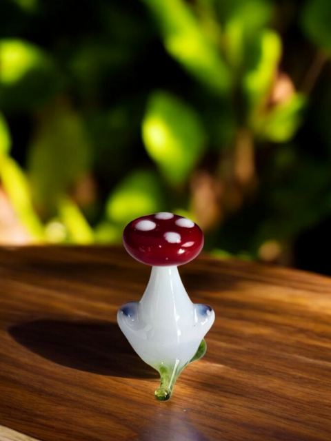 Mushroom Head Figurine, Mini Glass Murano Quality Lampworking Glass Figurine, Hand Made In Ukraine, A Great Addition To Your Collection