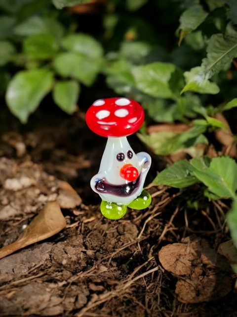Mushroom Head Figurine, Mini Glass Murano Quality Lampworking Glass Figurine, Hand Made In Ukraine, A Great Addition To Your Collection