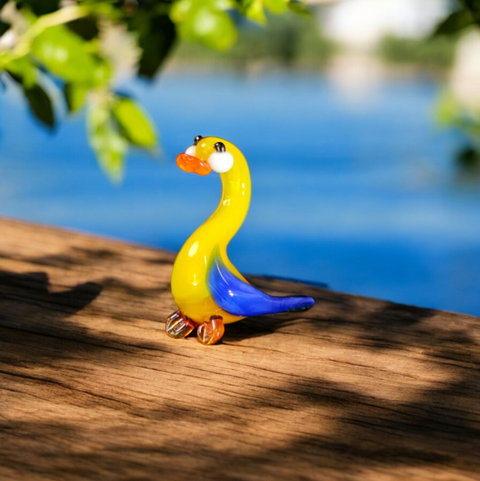 Goose Figurine, Mini Glass Murano Quality Lampworking Glass Figurine, Hand Made In Ukraine, A Great Addition To Your Collection
