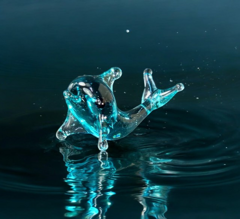 Dolphin Figurine, Mini Glass Murano Quality Lampworking Glass Figurine, Hand Made In Ukraine, A Great Addition To Your Collection