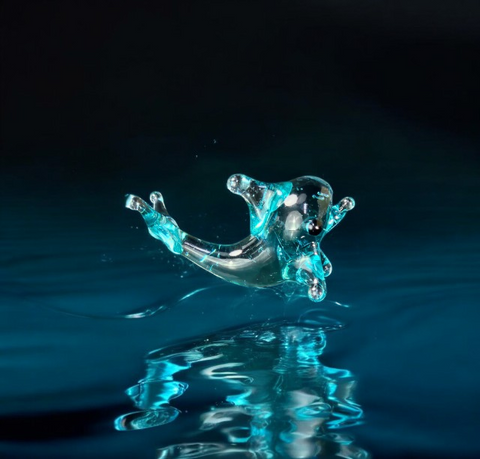 Dolphin Figurine, Mini Glass Murano Quality Lampworking Glass Figurine, Hand Made In Ukraine, A Great Addition To Your Collection