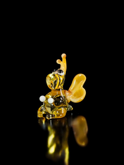 Amber/Ivory Glass Dragon Figurine, Handmade Murano Quality Design - Small