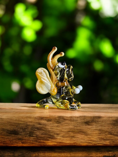 Amber/Ivory Dragon Figurine, Mini Glass Murano Quality Lampworking Glass Figurine, Hand Made In Ukraine, A Great Addition To Your Collection