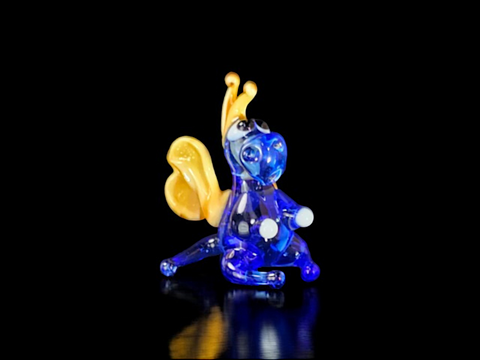 Blue/Ivory Dragon Figurine, Mini Glass Murano Quality Lampworking Glass Figurine, Hand Made In Ukraine, A Great Addition To Your Collection