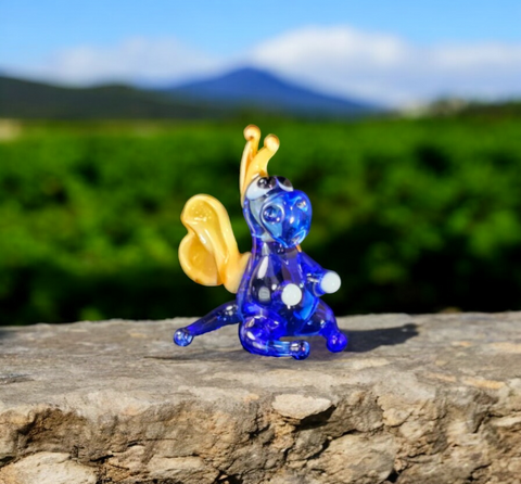 Blue/Ivory Dragon Figurine, Mini Glass Murano Quality Lampworking Glass Figurine, Hand Made In Ukraine, A Great Addition To Your Collection