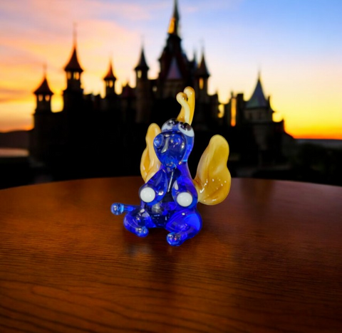 Blue/Ivory Dragon Figurine, Mini Glass Murano Quality Lampworking Glass Figurine, Hand Made In Ukraine, A Great Addition To Your Collection
