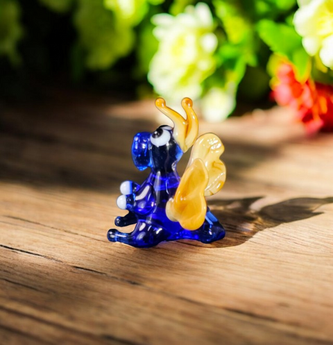 Blue/Ivory Dragon Figurine, Mini Glass Murano Quality Lampworking Glass Figurine, Hand Made In Ukraine, A Great Addition To Your Collection