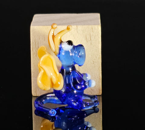 Blue/Ivory Dragon Figurine, Mini Glass Murano Quality Lampworking Glass Figurine, Hand Made In Ukraine, A Great Addition To Your Collection