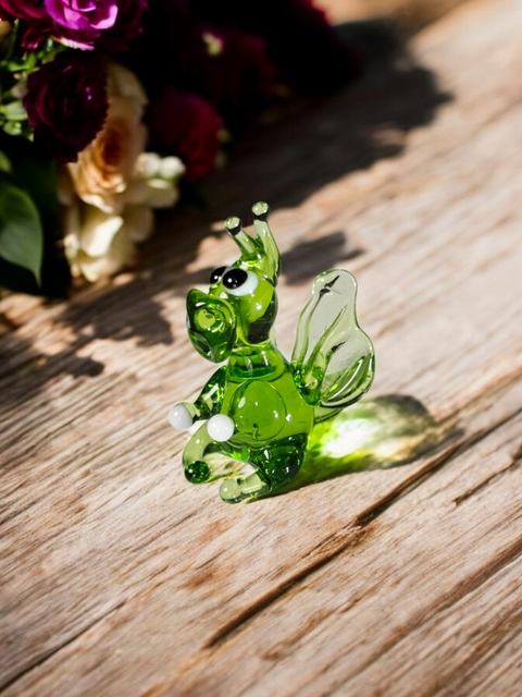 Green Dragon Figurine, Mini Glass Murano Quality Lampworking Glass Figurine, Hand Made In Ukraine, A Great Addition To Your Collection