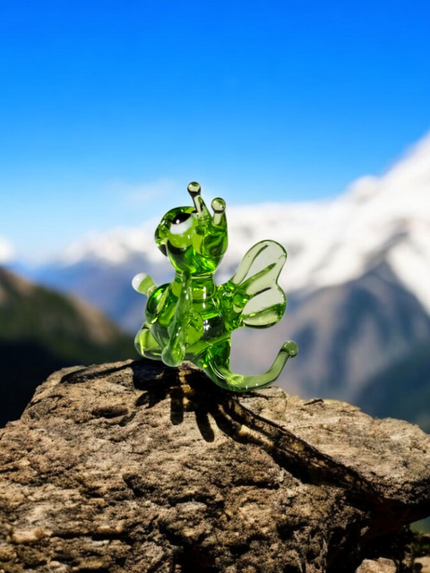 Green Dragon Figurine, Mini Glass Murano Quality Lampworking Glass Figurine, Hand Made In Ukraine, A Great Addition To Your Collection