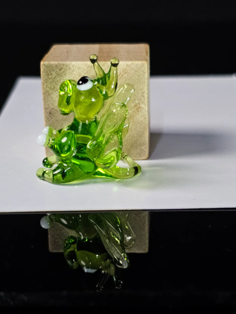 Green Dragon Figurine, Mini Glass Murano Quality Lampworking Glass Figurine, Hand Made In Ukraine, A Great Addition To Your Collection