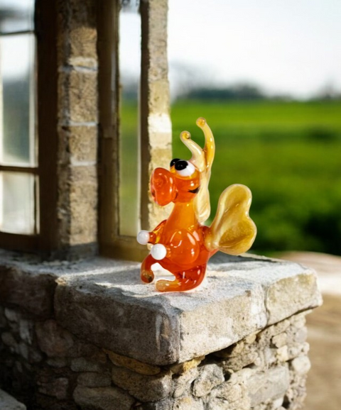 Orange/Ivory Dragon Figurine, Mini Glass Murano Quality Lampworking Glass Figurine, Hand Made In Ukraine, A Great Addition To Your Collection