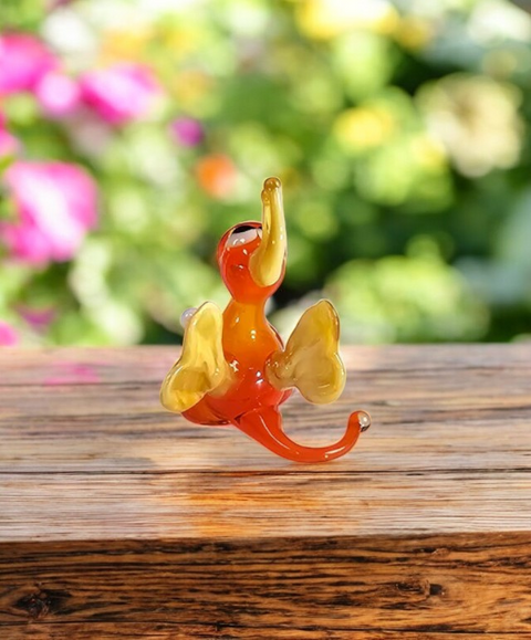 Orange/Ivory Dragon Figurine, Mini Glass Murano Quality Lampworking Glass Figurine, Hand Made In Ukraine, A Great Addition To Your Collection