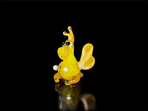 Yellow/Ivory Dragon Figurine, Mini Glass Murano Quality Lampworking Glass Figurine, Hand Made In Ukraine, A Great Addition To Your Collection